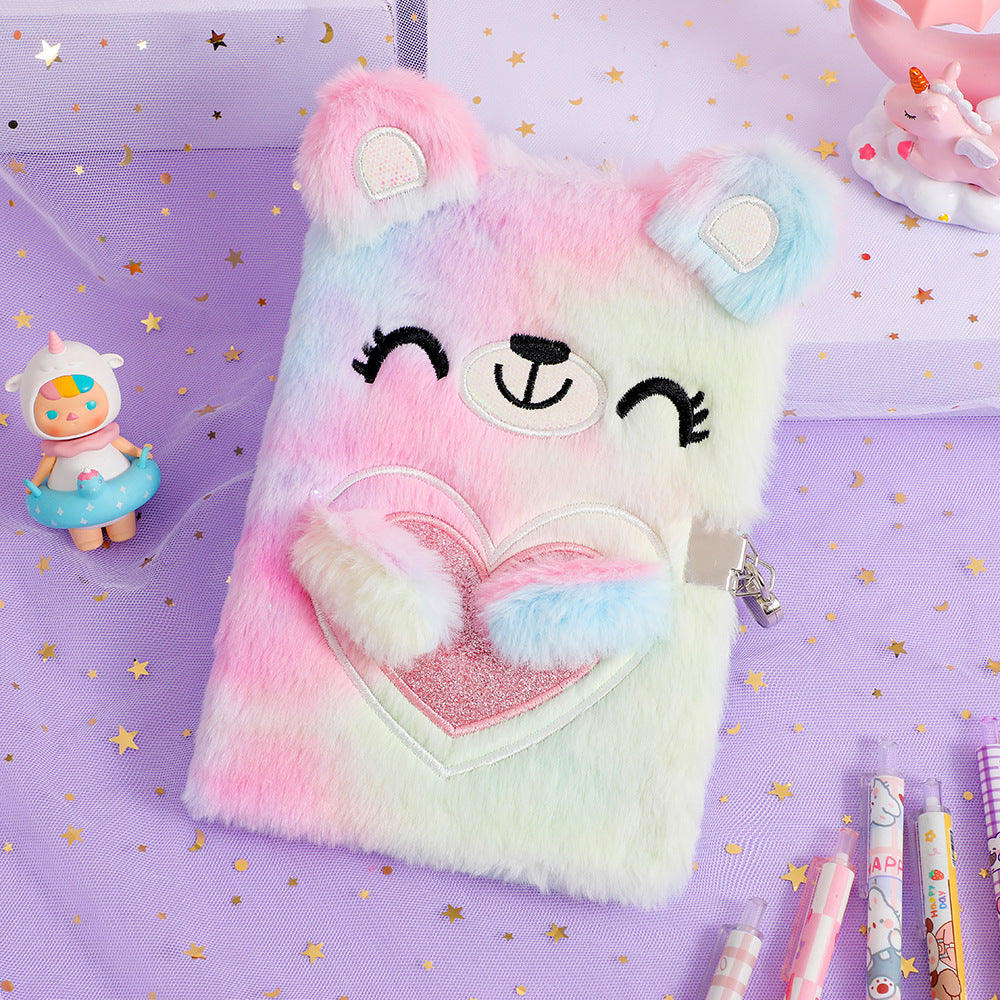 Wholesale Cute plush bear notebook for children with lock